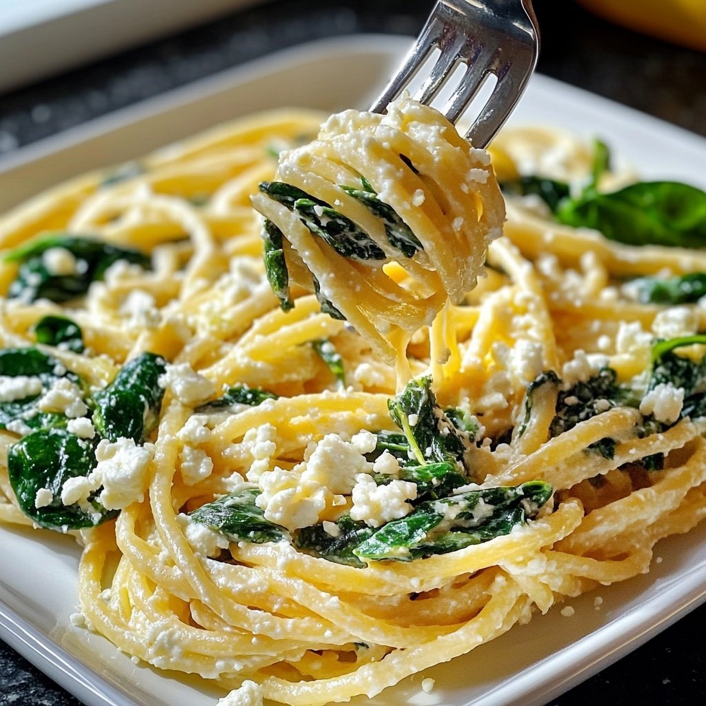 Pasta mit Spinat und Feta