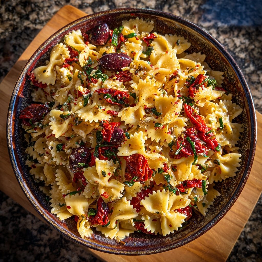 Mediterraner Nudelsalat Mit Getrockneten Tomaten