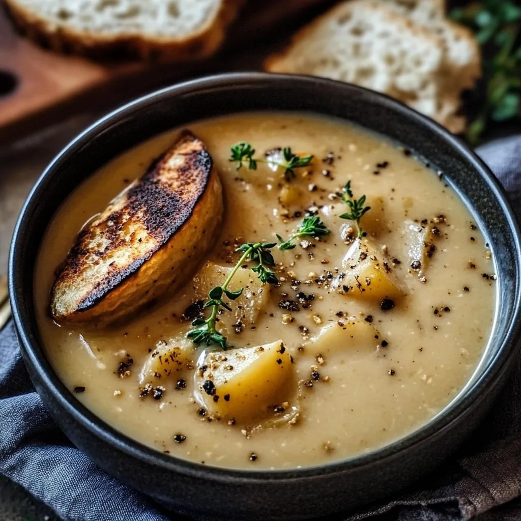 Cheddar-Knoblauch-Kräuter-Kartoffelsuppe