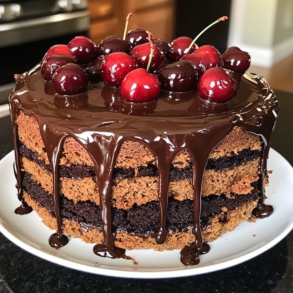 Weihnachts-Schokoladen-Kirschkuchen