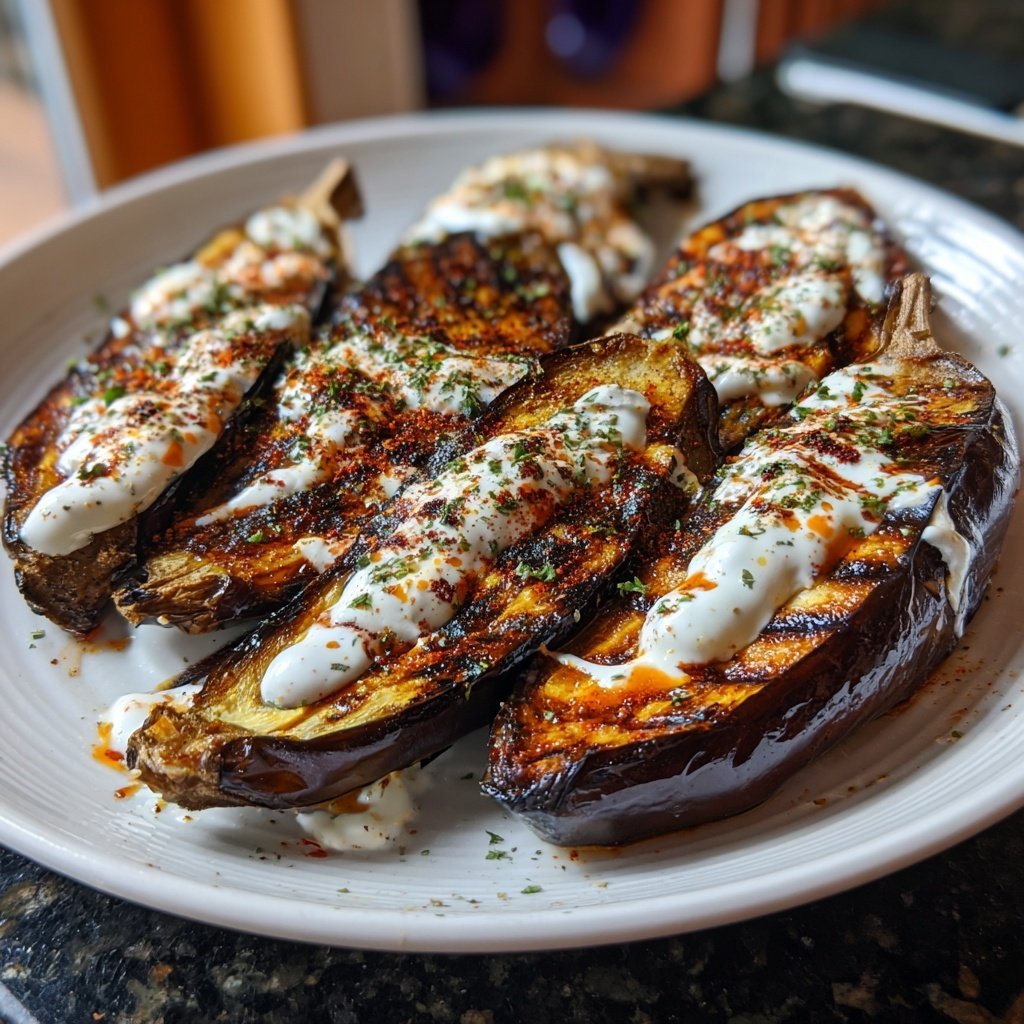 Gegrillte Auberginen Mit Joghurt Dip