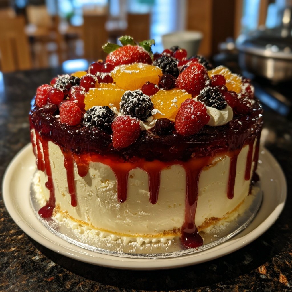 Geburtstagskuchen mit Fruchtspiegel