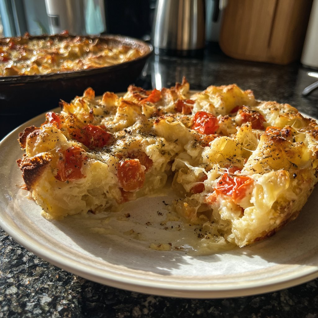 Nudelauflauf mit Tomaten und Mozzarella