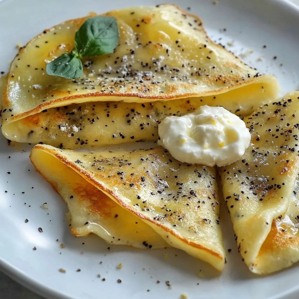 Mohn-Crêpes mit spritziger Zitronencreme und Ricotta